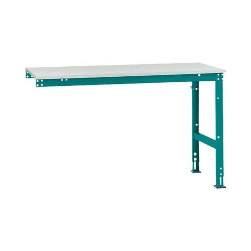 Manuflex Ansatztisch UNIVERSAL Standard, 1500 x 800 mm, Melamin lichtgrau, wasserblau