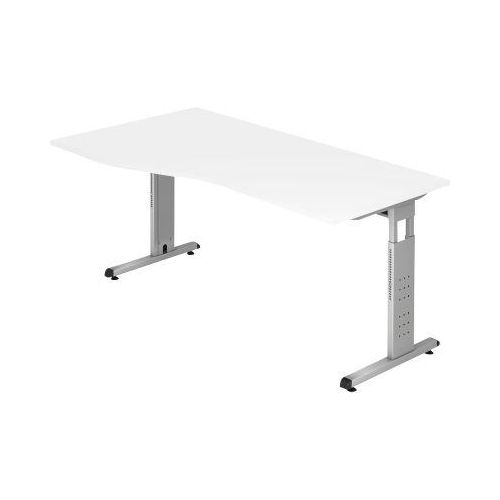 Schreibtisch Freiform ULM, li. od. rechts, B 1800 x T 800/1000 x H 650-850 mm, weiß