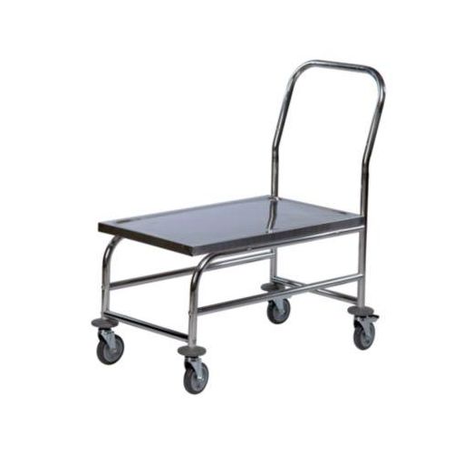 Edelstahl-Schiebewagen mit Klappbügel und hoher Ladefläche, 840 x 500 mm