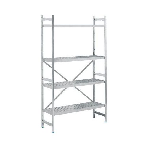 Regalsystem, Grundregal, Edelstahl, gelochter Boden, H 2000 x B 1200 x T 400 mm