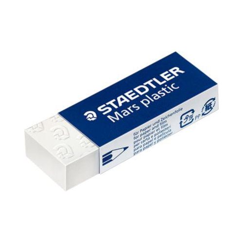 Radierer STAEDTLER Mars plastic, alterungsbeständig, geringe Krümelbildung, B 22 x T 12 x H 65 mm, weiß
