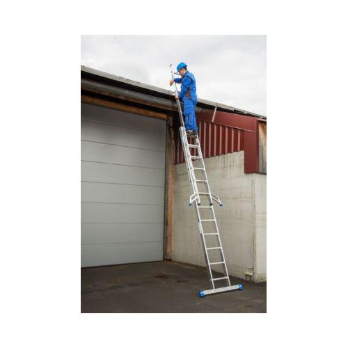 Alu-Schiebeleiter Stabilo, 2teilig, 2 x 12 Sprossen, mit Traverse und Trigon-Traverse