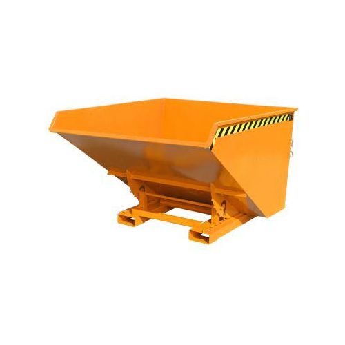 Bauer Kippbehälter EXPO-E 1700, mit Rollen, Deichsel & Ablasshahn, öl-/wasserdicht, abrollend, B 1570 x T 1720 x H 1095 mm, gelborange RAL 2000