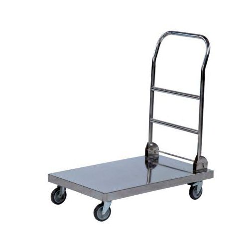 Edelstahl-Schiebewagen mit Klappbügel, 780 x 520 mm