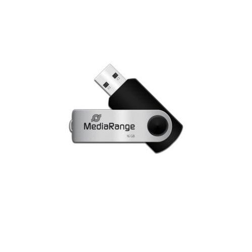 USB Stick MediaRange Serie MR, 16 GB, USB 2.0, Drehkappengehäuse, B 11 x T 11 x H 56 mm, schwarz-silber