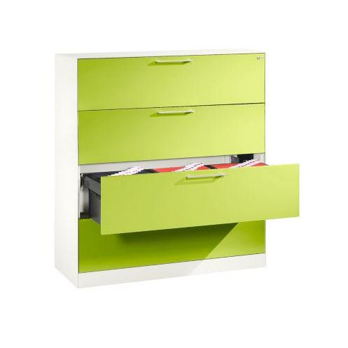 Hängeregistraturschrank ASISTO C 3000, 4 Schubladen, 3-bahnig, B 1200 mm, weiß/weiß