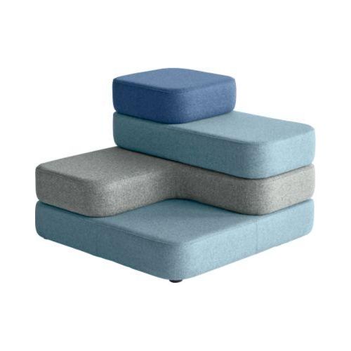 Sitzsystem TAPA Square, Stoff, modular, mit Drehmechanismus, B 900 x T 900 x H 620 mm, blau/blau