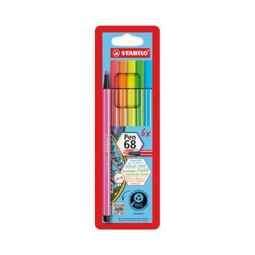 STABILO® Fasermaler Pen 68 in 6er Etui, Neon