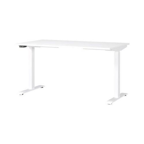 Schreibtisch Porto, elektrisch höhenverstellbar, T-Fuß, B 1400 x T 800 x H 720-1200 mm, weiß/weiß + Memory-USB-Panel