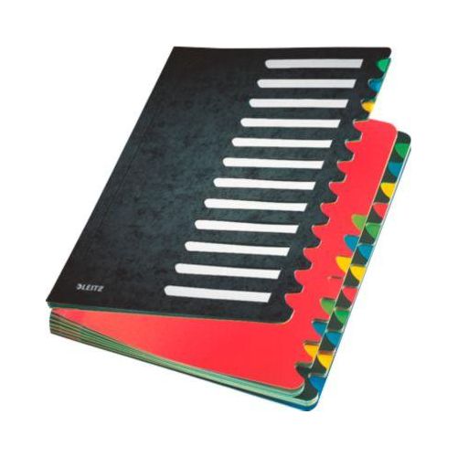 Leitz Pult-Ordner A4, mit 24 Fächern, aus langlebigem Karton, schwarz