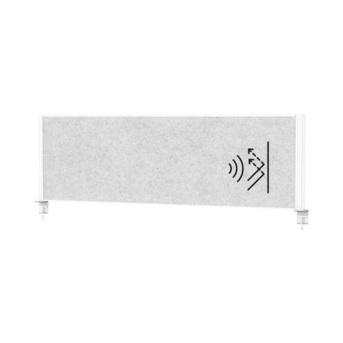 MAUL Tisch-Trennwand MAULconnecto, Akustikvlies 4000 g/m², Aluminiumprofil, B 1600 x H 500 mm, Akustik hellgrau, weiß