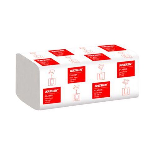 KATRIN Z-Falthandtücher, weiß, 2-lagig, 2 x 18 g/m², 244 x 230 mm, Handy-Pack mit erg. Griff, 4000 Stück