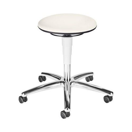 Praxishocker bimos, mit Rollen, für Labore & hygienekritische Bereiche, höhenverstellbar, B 400 x T 400 x H 460-630 mm, Kunstleder, weiß