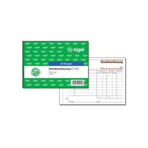 sigel® Stundenerfassung ST615, DIN A6, 50 Blatt, mit Blaupapier