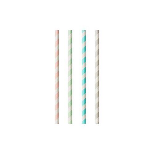 Trinkhalme Papstar Stripes, Einweg, L 200 x Ø 6 mm, aus FSC®-zertifiziertem Papier, farbsortiert, 100 Stück