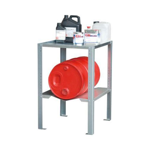 Gebinderegal für Auffangwannen, 1 x 60 l Fass/Gebinde, L 600 x B 698 x H 900 mm