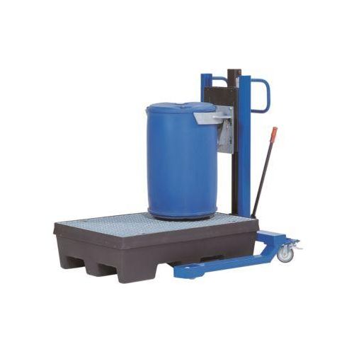 Fasslifter asecos, mit Fusspumpe, B 1200 x H 1605 x T 1140 mm, Hubbereich 0 – 520 mm, Stahl lackiert