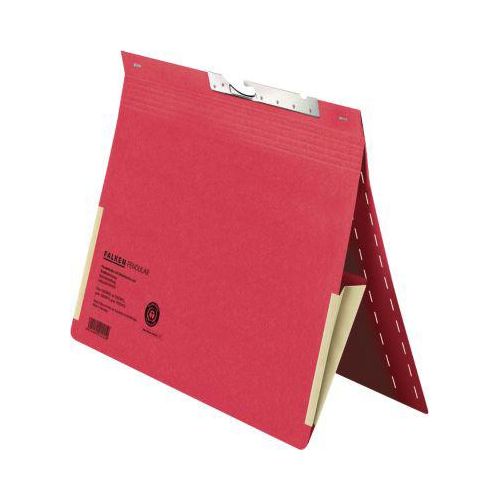 Pendelhefter Falken, Format A4, für bis zu 200 Blatt, 2 Fächer, Schlitzstanzung, Behördenheftung, Tasche, Recycling-Karton, rot, 50 Stück