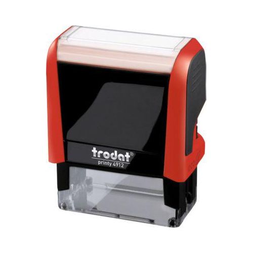 Adress-Stempel trodat® Printy 4912, Gehäusefarbe rot & Stempelabdruckfarbe schwarz