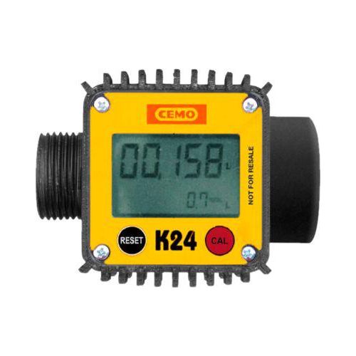 Digitaler Durchflusszähler K24 für mobile Tankstellen CEMO DT-Mobil Easy 850/100 und 980 l, Durchflussmenge 40 l/min, Kunststoff, schwarz-gelb