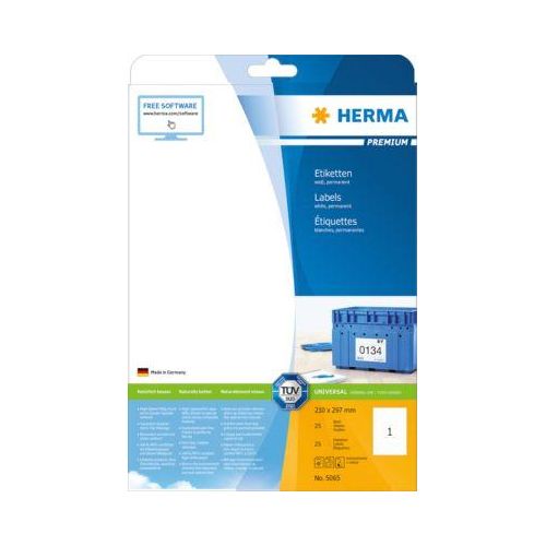 Herma Premium-Etiketten auf DIN A4-Blättern, 25 Etiketten, 25 Bogen
