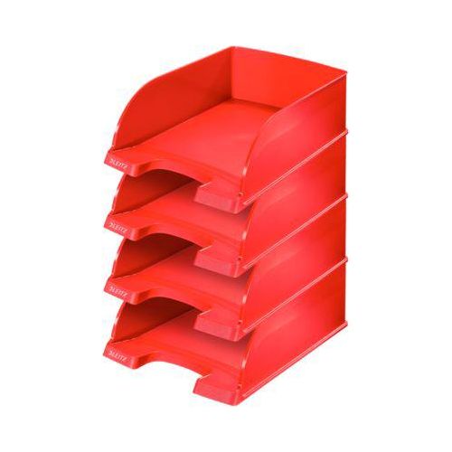 LEITZ® Ablagekorb Plus Jumbo 5233, DIN A4, 4 Stück, rot