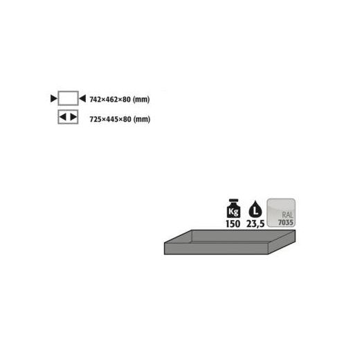 Wannenboden Standard für asecos Sicherheitsschränke der Q30, Q90 und S90 Serie, Stahlblech, lichtgrau, B 742 x T 462 x H 80 mm, 23,5 l, bis 150 kg