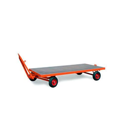 Schwerlastanhänger, 1-Achs-Drehschemel-Lenkung, Vollgummireifen, Tragkraft 3000 kg, 2500 x 1250 mm