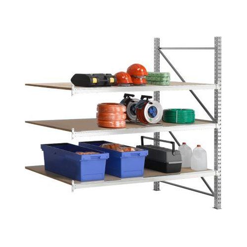 Regalsystem WR 600, Anbaufeld, Traverse blau, mit 4 Ebenen, 3000 x 2200 x 1050 mm