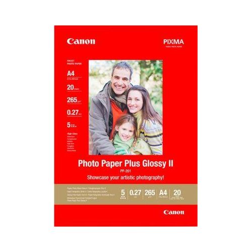 Canon Fotopapier Plus Glossy II PP-201, 265 g/m², 20 Blatt, DIN A4