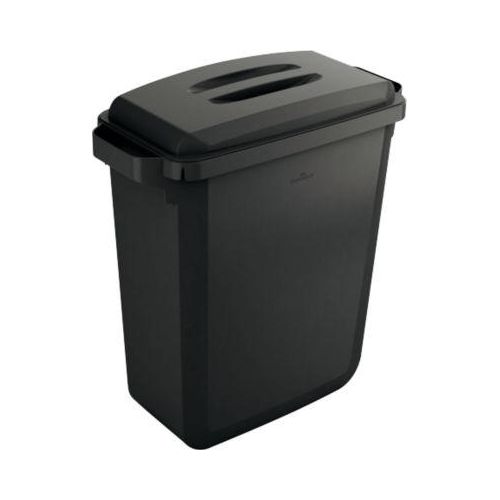 Abfallbehälter Durable Durabin Eco, 60 L, mit Deckel, 2 Tragegriffe, B 590 x T 282 x H 600 mm, recycelter Kunststoff in Qualität Blauer Engel, schwarz