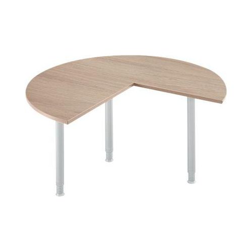 Ansatztisch, 3/4 Kreis, Ø 1400 mm, Ansatz rechts/links, Eiche/weißalu