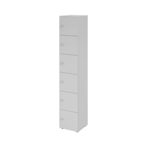Schließfachschrank Topas Line, 6 Ordnerhöhen, 6 Fächer, Zahlenschloss, B 400 x T 420 x H 2156 mm, grau/grau