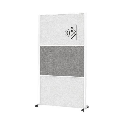 MAUL Stellwandsystem MAULconnecto, Steckmodule, 2x Akustikvlies hell, 1x Akustikvlies dunkel, Klettverbindung, auf Rollen, H 1800 x B 1000 mm, weiß