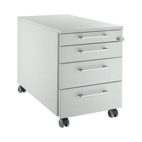 Schäfer Shop Genius Rollcontainer 1233, Griffe eckig, B 435 x H 577 mm, lichtgrau/lichtgrau/lichtgrau