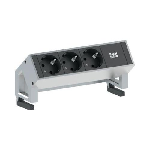 Desk 2 m. 3 Schukosteckdosen, alu