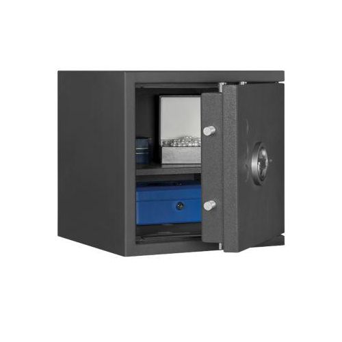 Tresor Lyra 2, Widerstandsgrad 0 nach EN 1143-1, Volumen 31 l, Türanschlag rechts, Doppelbartschloss mit 2 Schlüsseln, 1 Fachboden, inkl. Verankerungsmaterial, B 400 x T 420 x H 405 mm, graphitgrau RAL 7024
