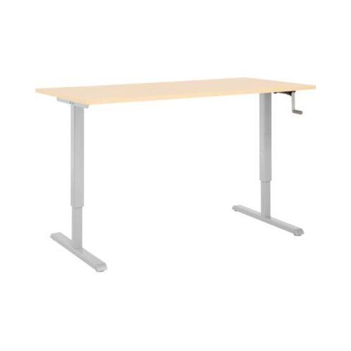 Schreibtisch Multiflex, manuell höhenverstellbar mit Kurbel, B 1600 x T 800 x H 700-1180 mm, Ahorn/weißalu