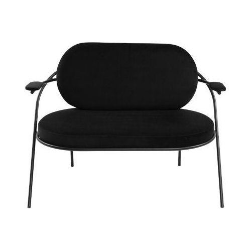 Zweisitzer Sofa meet by Paperflow Saturne, mit Armlehnen, B 1180 x T 730 x H 880 mm, Stahlrohr, Samt, Schwarz/Schwarz