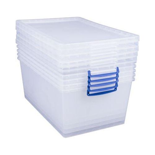 Really Useful Boxes Aufbewahrungsboxen, transparent, mit Deckel, 62L, 5 Stück