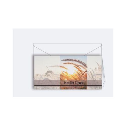 Trauerkarte Korsch, 'In stiller Trauer', weißes Kuvert, 10 Stück, DIN lang, L 206 x H 103 mm