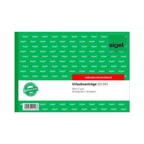sigel® Urlaubsantrag SD045, DIN A5 quer, 2 x 40 Blatt, selbstdurchschreibend