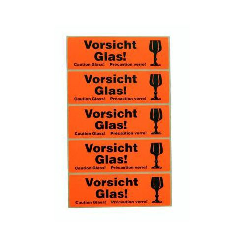 Warn- und Hinweisetiketten "Vorsicht Glas!", 125 Stück
