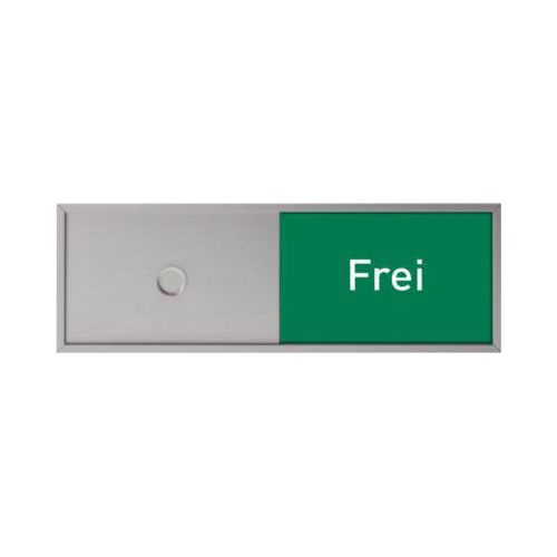 Schiebeschild Frei-Belegt für Türschild Lyon, selbstklebend, B 150 x H 50 mm, Aluminium