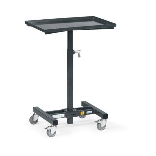 ESD-Materialständer, mit Rollen, manuell höhenverstellbar, Stahl, L 605 x B 405 x H 720-995 mm