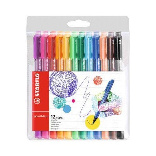 Stabilo Filzstifte pointMax, 12 Farben, Strichstärke 0,8 mm, im Etui