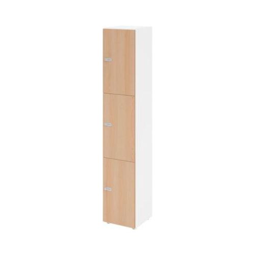 Schließfachschrank Topas Line, 6 Ordnerhöhen, 3 Fächer, Zahlenschloss, B 400 x T 420 x H 2156 mm, weiß/Eiche