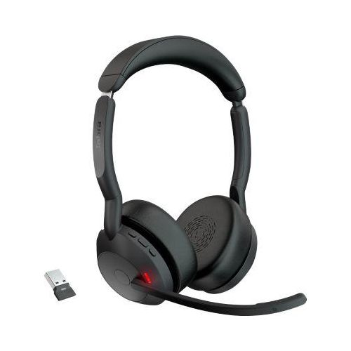 Headset Jabra Evolve2 55 link380a Stereo, Reichweite bis 30 m, bis 10 h, MS-Teams optimiert, schwarz
