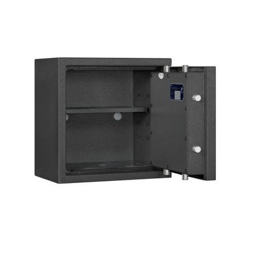 Tresor Lyra 2, Widerstandsgrad I nach EN 1143-1, Volumen 31 l, Türanschlag rechts, Doppelbartschloss mit 2 Schlüsseln, 1 Fachboden, inkl. Verankerungsmaterial, B 400 x T 420 x H 405 mm, graphitgrau RAL 7024