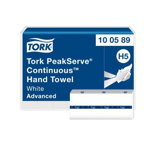 Tork® Papierhandtücher PeakServe® Endlos™ H5 100589, 1-lagig, geprägt, FSC®-Papier, 12 Pack á 270 Blatt (3240 Tücher), weiß